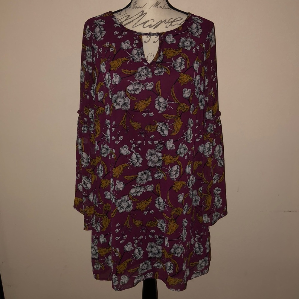 Xhilaration Floral Dress with Bell Sleeves